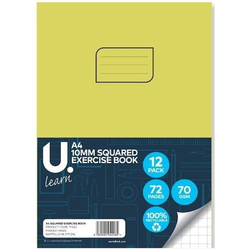 Squared exercise book 10mm - squared,